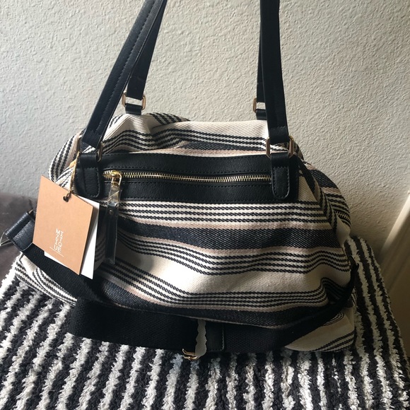 Miztique Handbags - Miztique black stripe weekender